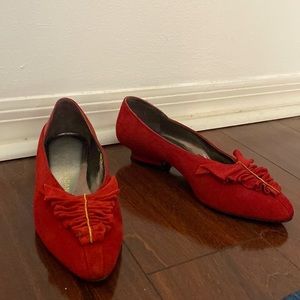 Charles Jourdan by Berardo #Pucci Red Suede #Vintage Point Block Heel Flats 35.5